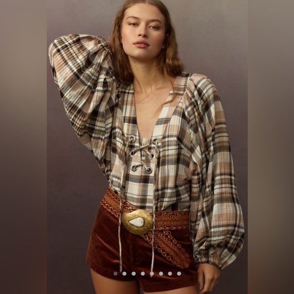 By Anthropologie long sleeve lace up dolman blouse - Picture 4 of 11